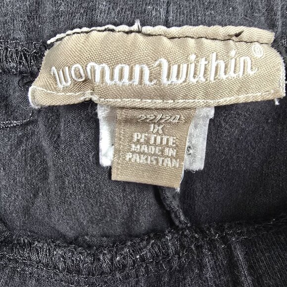 Woman Within 1X Petite Black Pants With White Stripes - Picture 3 of 5